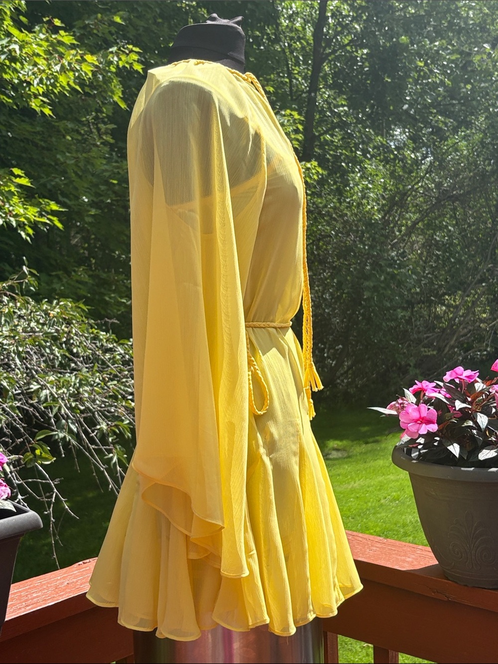 NWT Yellow Alice +Olivia sheer dress - Picture 4 of 11